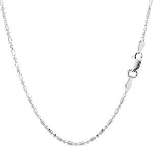 Jewelry Affairs Sterling Silver Rhodium Plated & Diamond Cut Bead Chain Necklace, 1.5mm