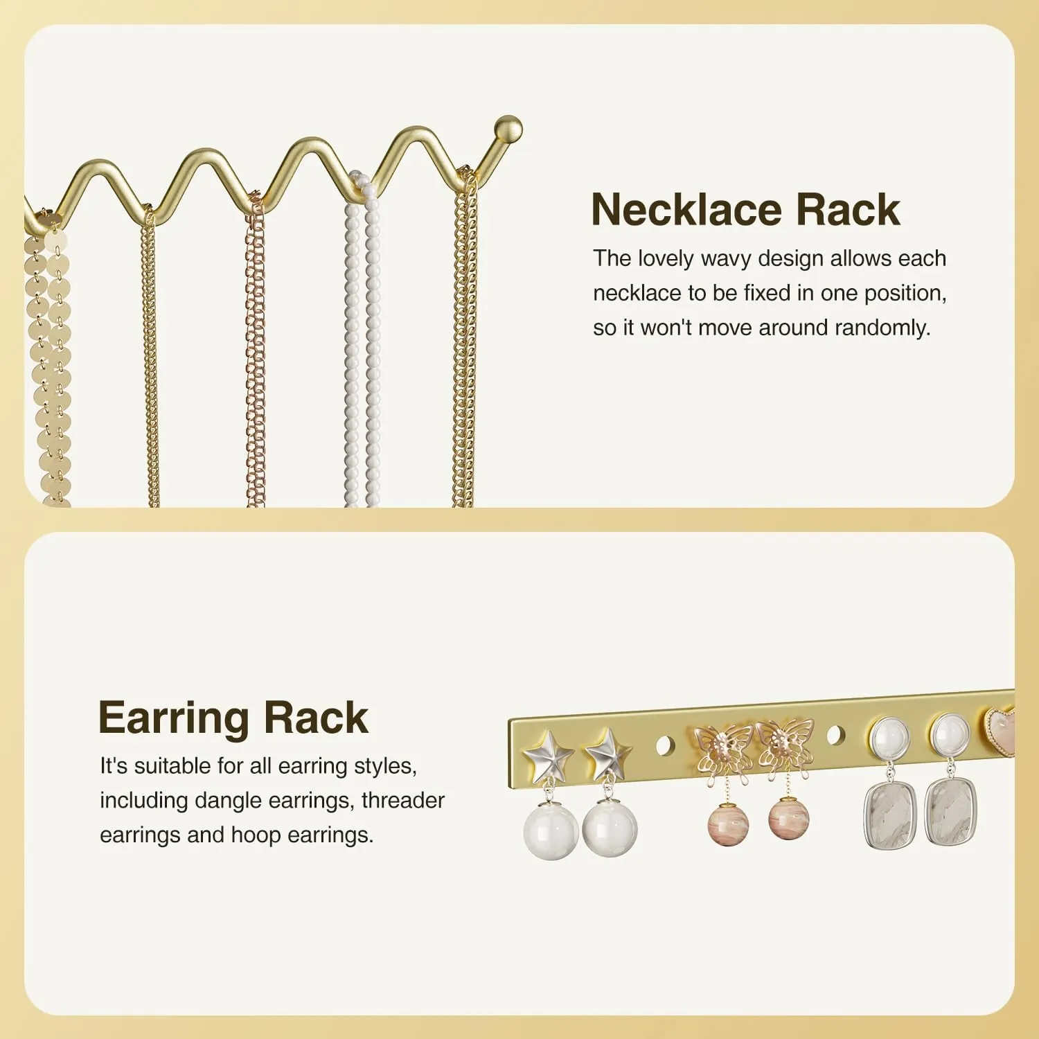 Jewelry Organizer Marble Necklace Stand: Small Necklace And Bracelet Holder Organizer for Girls Gold - 1