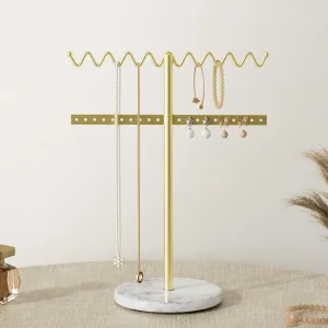 Jewelry Organizer Marble Necklace Stand: Small Necklace And Bracelet Holder Organizer for Girls Gold - 1