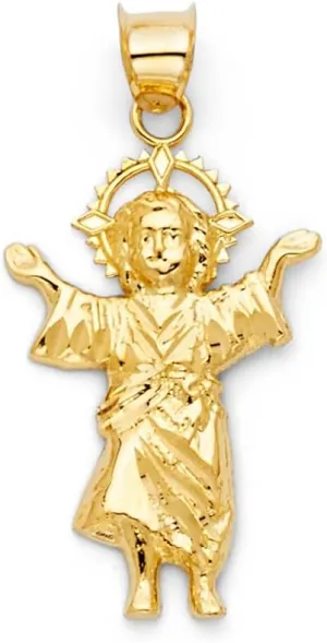 JewelryWeb 14k Yellow Gold Divine Infant Religious Faith Inspiration Jesus Pendant Necklace 15x30mm-Pendant for Women