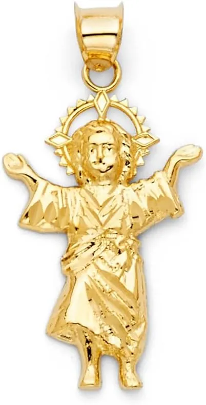 JewelryWeb 14k Yellow Gold Divine Infant Religious Faith Inspiration Jesus Pendant Necklace 15x30mm-Pendant for Women