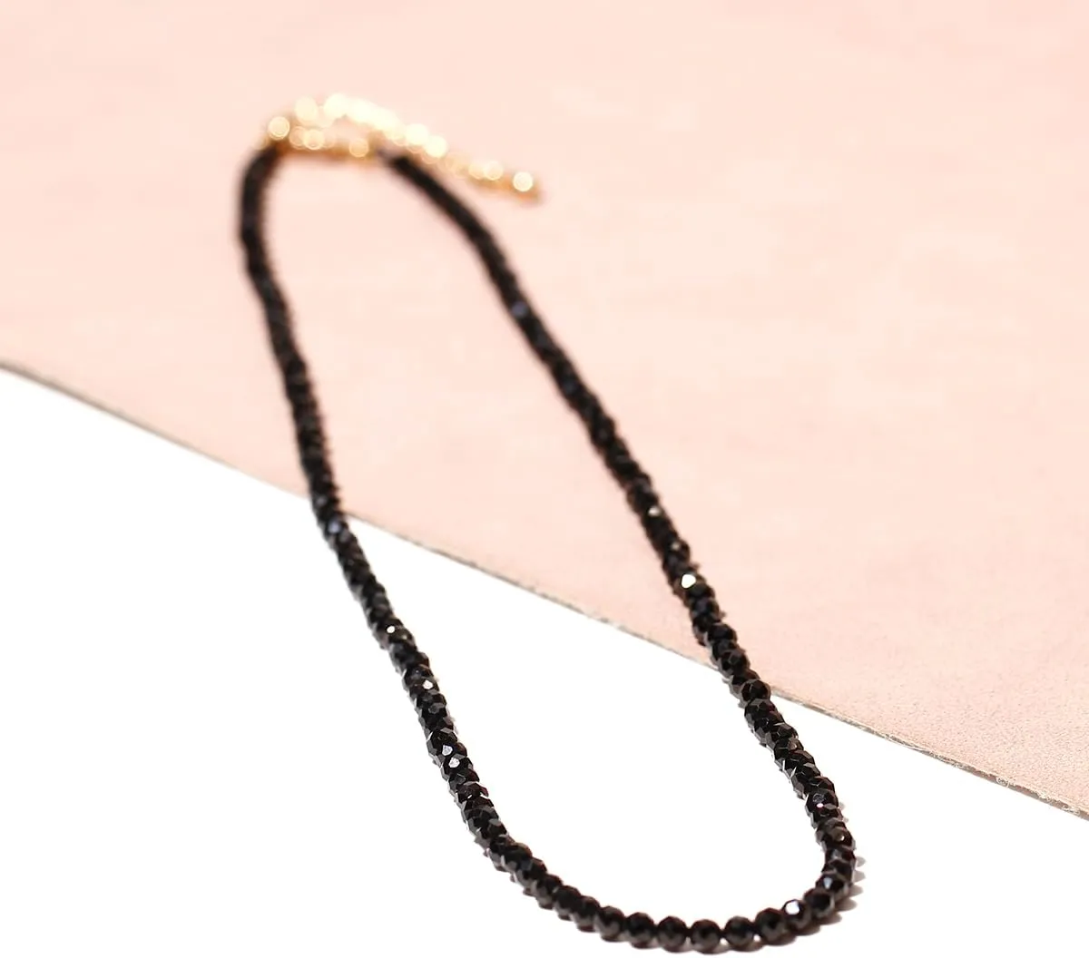 Jewever Dainty 3-4 mm Faceted Beads Necklace Simple Boho Crystals Choker Necklaces for Women and Men Trendy Jewelry Gifts