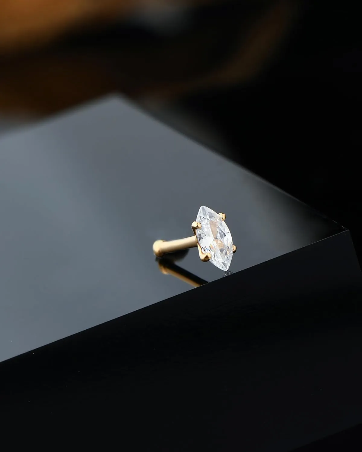 Jewseen 14K Gold Nose Rings Studs 20g Nose Rings CZ L Shapled Nose Rings Nose Piercing Jewelry for Women Men