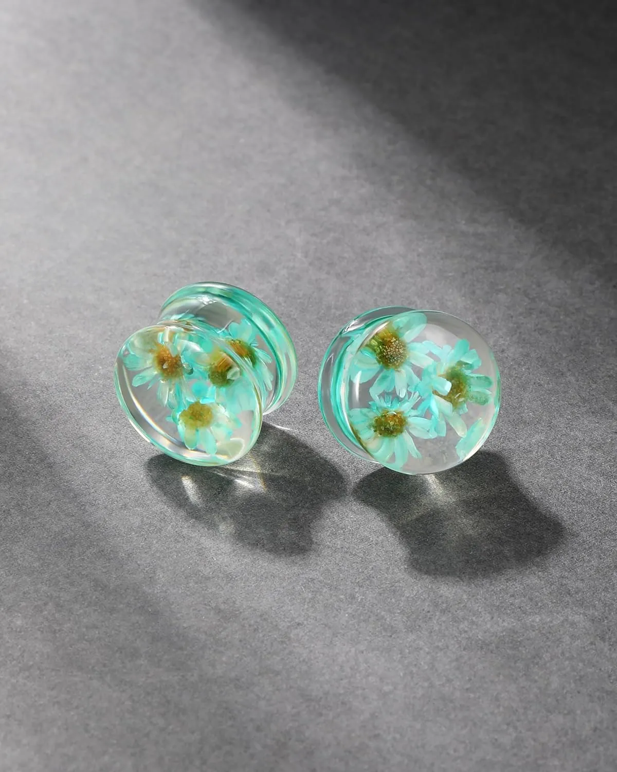 Jewseen 2Pcs Floral Double Flared Ear Gauges Plugs 2g-1 Ear Tunnels Stretchers Ear Plugs Piercing Jewelry for Women