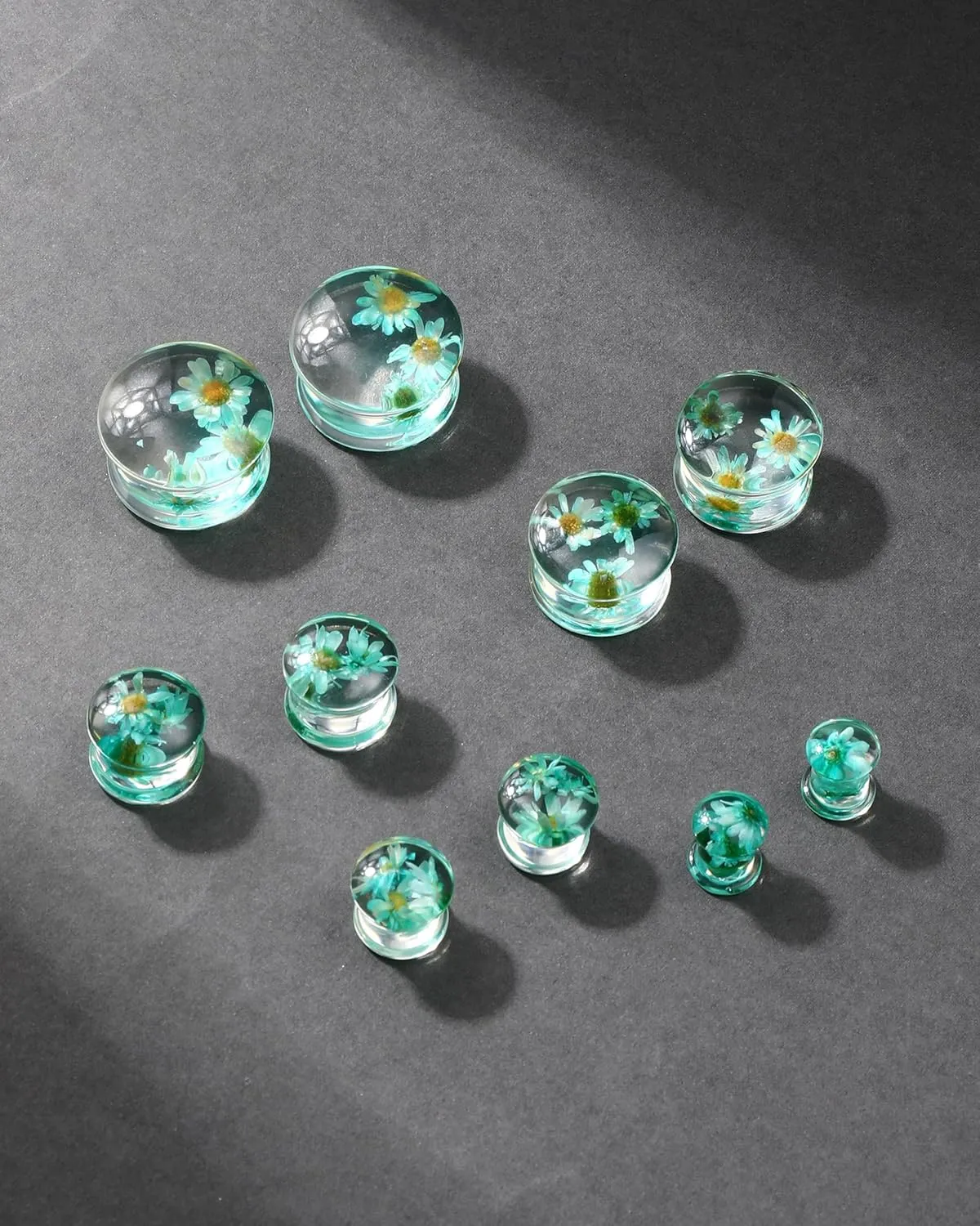 Jewseen 2Pcs Floral Double Flared Ear Gauges Plugs 2g-1 Ear Tunnels Stretchers Ear Plugs Piercing Jewelry for Women