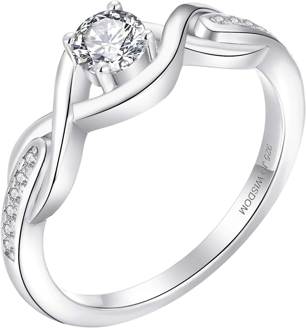 JO WISDOM Infinity Knot Promise Rings for Her Sterling Silver Cubic Zirconia Wedding Engagement Rings