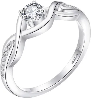 JO WISDOM Infinity Knot Promise Rings for Her Sterling Silver Cubic Zirconia Wedding Engagement Rings