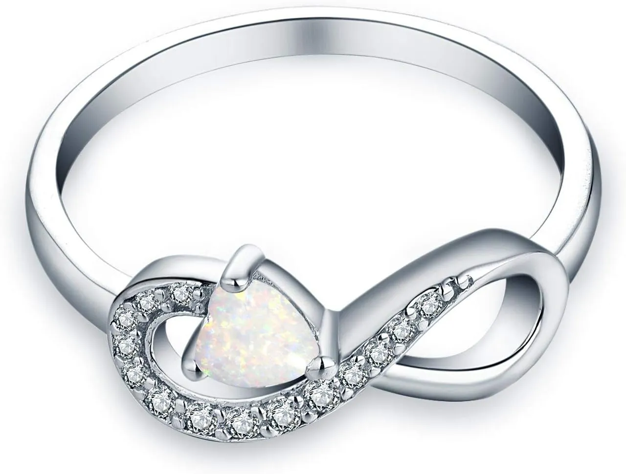 JO WISDOM Promise Ring for Women Sterling Silver Infinity Heart Promise Rings for Her Birthstone Cubic Zirconia Friendship Ring Size 5-12