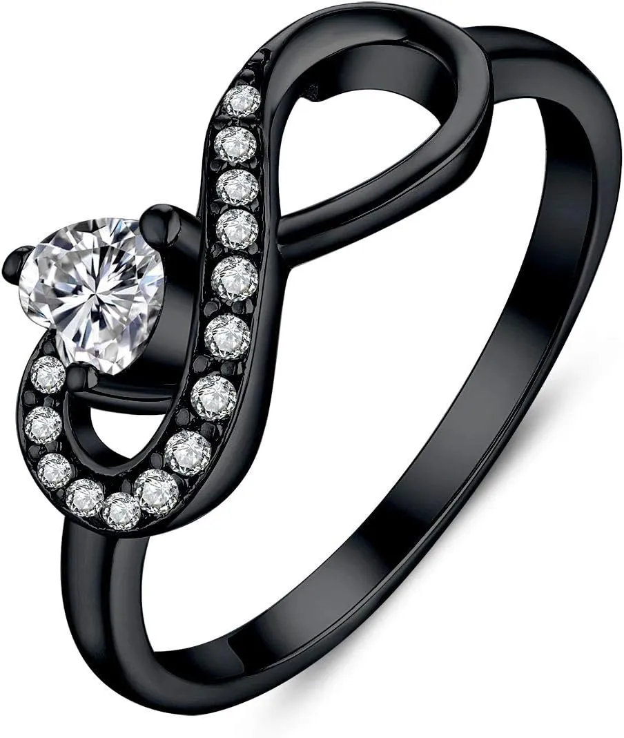 JO WISDOM Promise Ring for Women Sterling Silver Infinity Heart Promise Rings for Her Birthstone Cubic Zirconia Friendship Ring Size 5-12