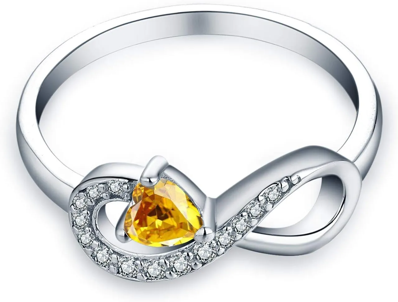 JO WISDOM Promise Ring for Women Sterling Silver Infinity Heart Promise Rings for Her Birthstone Cubic Zirconia Friendship Ring Size 5-12