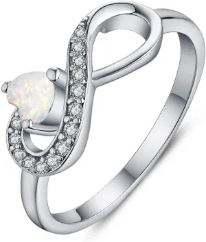 JO WISDOM Promise Ring for Women Sterling Silver Infinity Heart Promise Rings for Her Birthstone Cubic Zirconia Friendship Ring Size 5-12