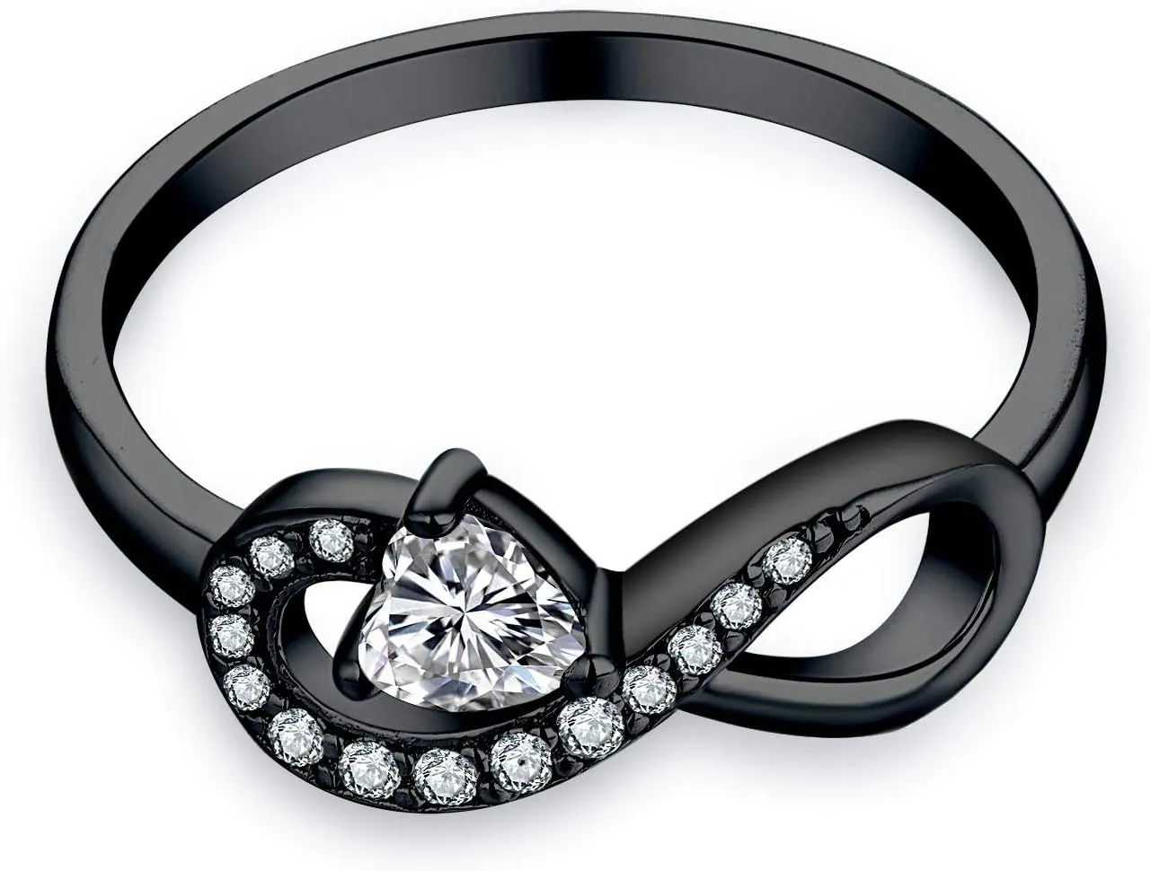 JO WISDOM Promise Ring for Women Sterling Silver Infinity Heart Promise Rings for Her Birthstone Cubic Zirconia Friendship Ring Size 5-12