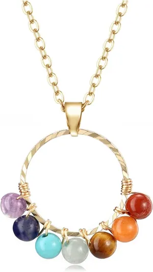 Jovivi 7 Chakra Necklace for Women - 4mm Natural Round Gemstone Healing Crystals Stone Beads Pendant Necklaces Mothers Day Gifts Jewelry