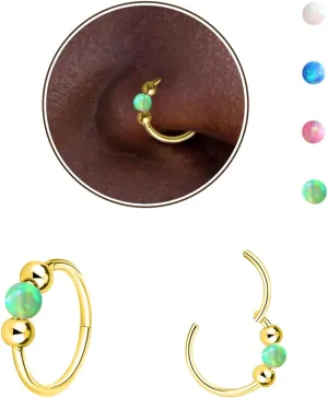 JSJOY Nose Rings Hoops Gold Nose Piercing Birthday Gifts for Women Opal Ring Nose Piercing Nose Rings Surgical Steel Lip Piercing Jewelry
