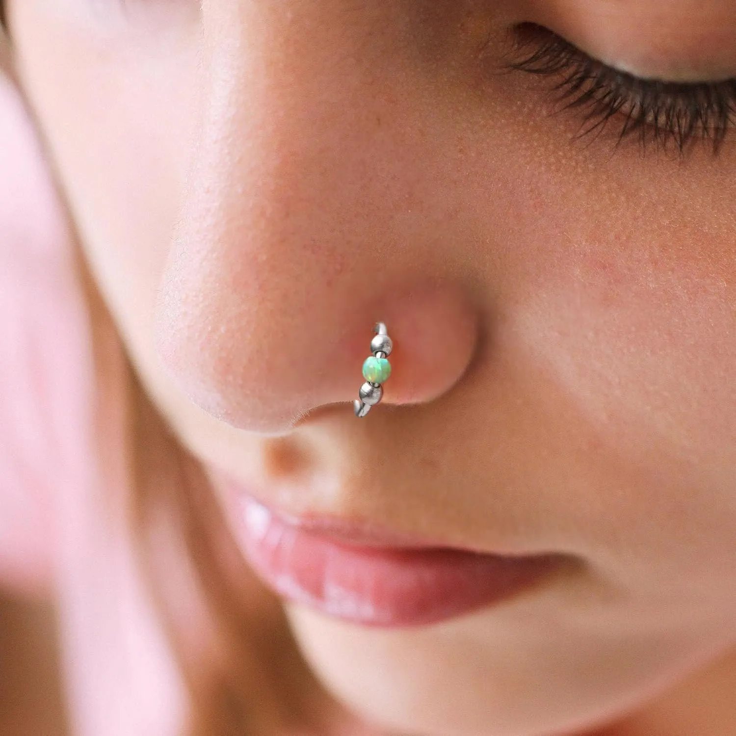 JSJOY Nose Rings Hoops Gold Nose Piercing Birthday Gifts for Women Opal Ring Nose Piercing Nose Rings Surgical Steel Lip Piercing Jewelry