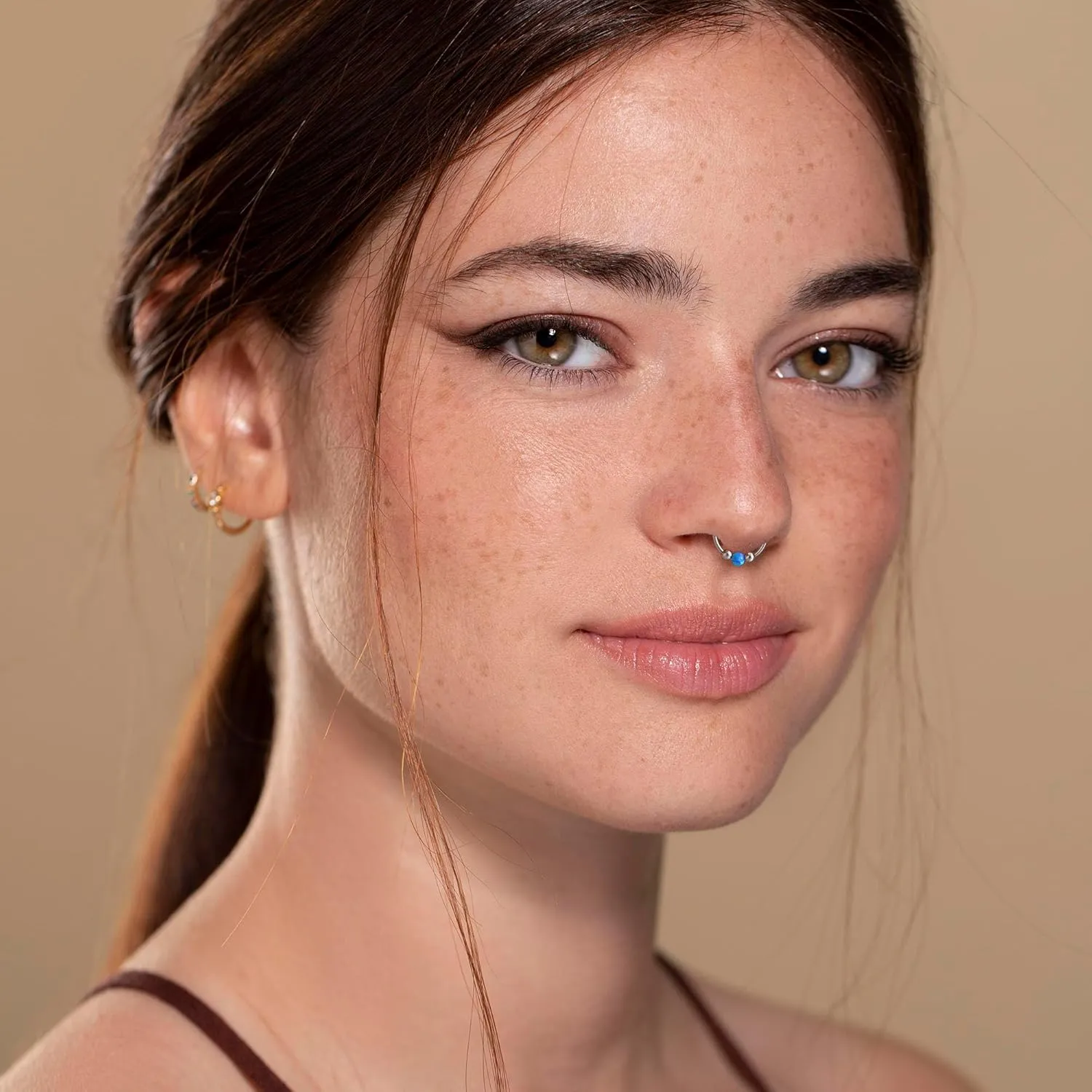 JSJOY Nose Rings Hoops Gold Nose Piercing Birthday Gifts for Women Opal Ring Nose Piercing Nose Rings Surgical Steel Lip Piercing Jewelry