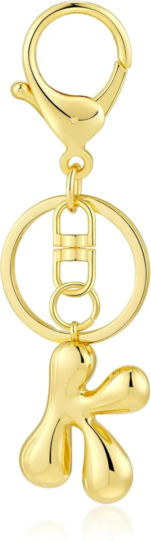 Kainier Gold Bubble Initial Keychain for Women Bag Charm Purse Key Alphabet Handbags Pendant Accessories Gift