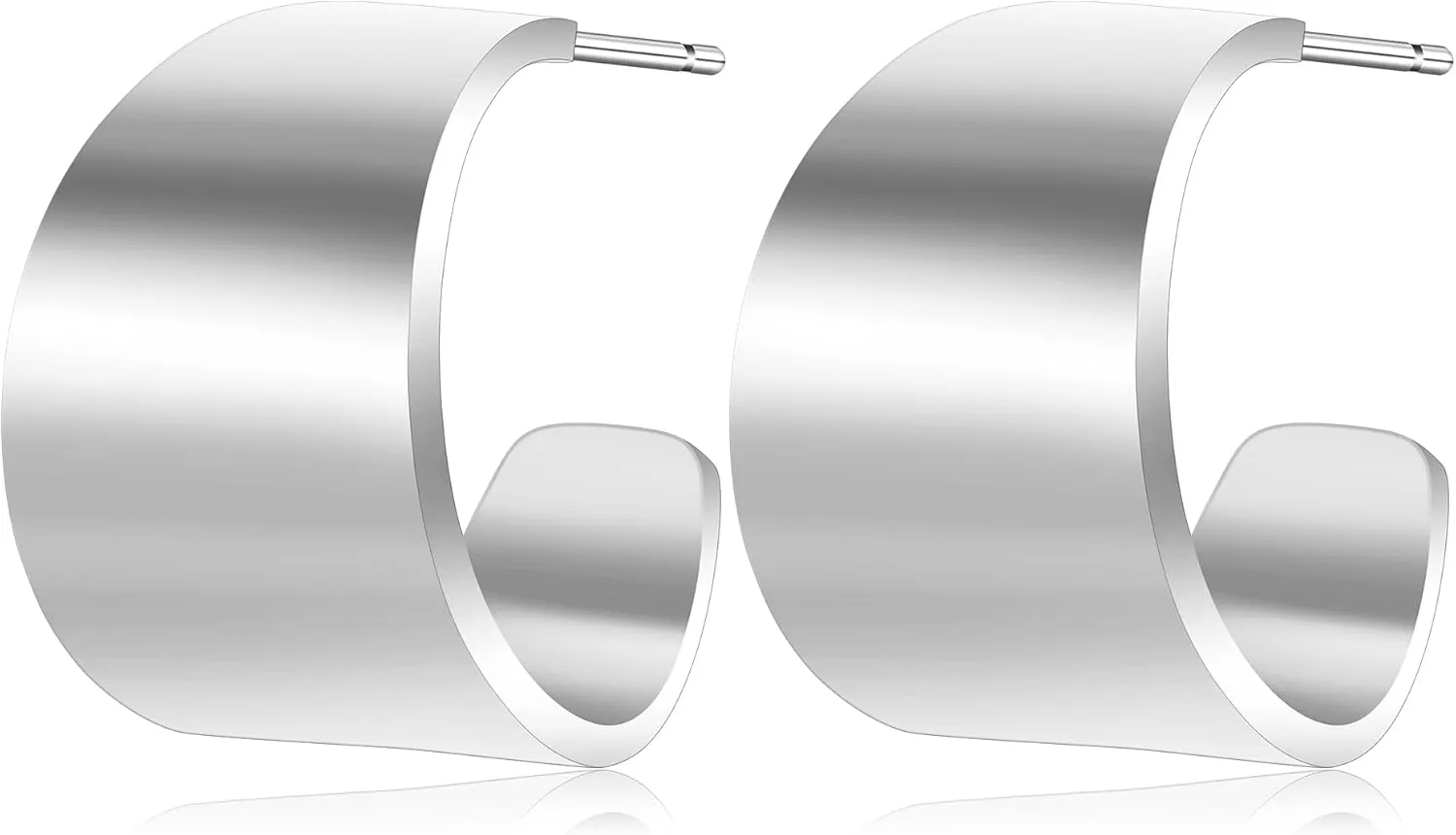 KELMALL Wide Gold Band Hoop Earrings for Women  Bold Gold Plated Stainless Steel Statement Jewelry, Lightweight Polished Open Cuff Design