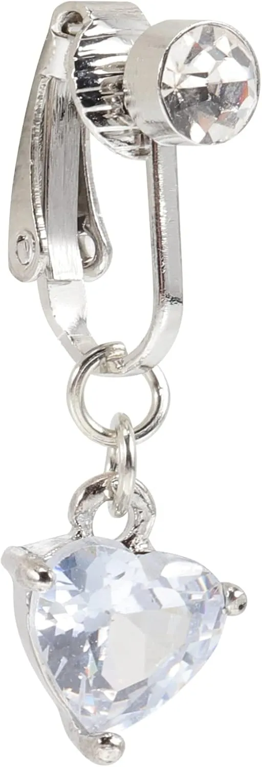 KESYOO Fake Belly Ring Clip Navel Jewelry for Women Non Piercing Dangle Design with Shiny Zircon Elegant Belly Button Ring for Comfortable Daily Wear