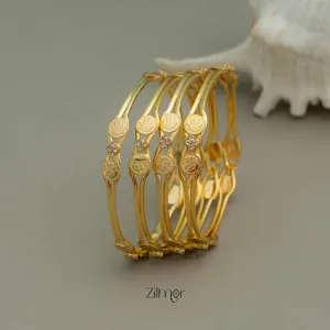 KF101677 - Gold Plated AD Stone Kashu Lakshmi Bangles