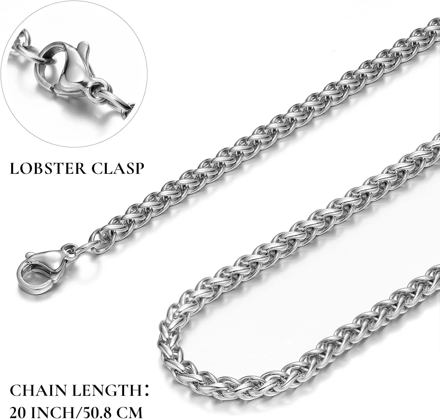 King Will 20" Stainless Steel Necklace with Two Alternative Pendants, Cross Pendent/National Flag Style, Silver - Three Ways to Wear, Necklace Only/With Pendaent/With Ring (Not Include)