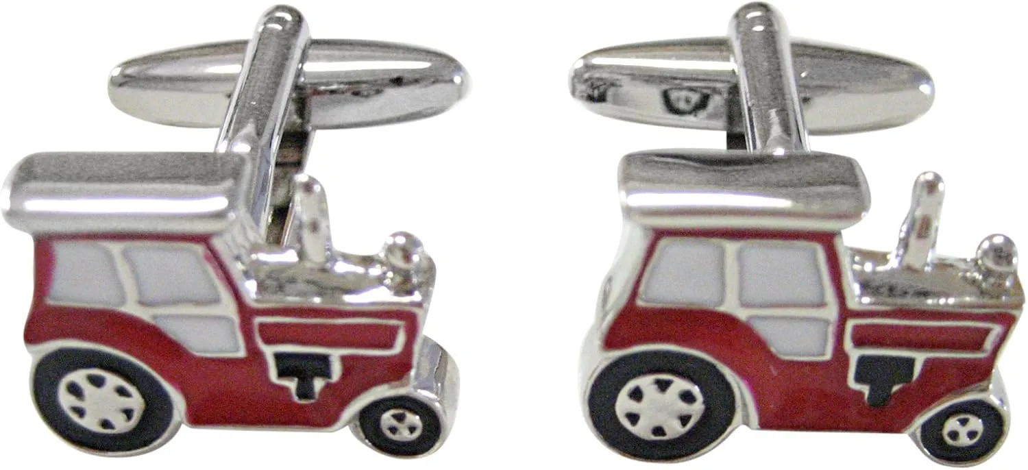 Kiola Designs Red Classic Farm Tractor Cufflinks