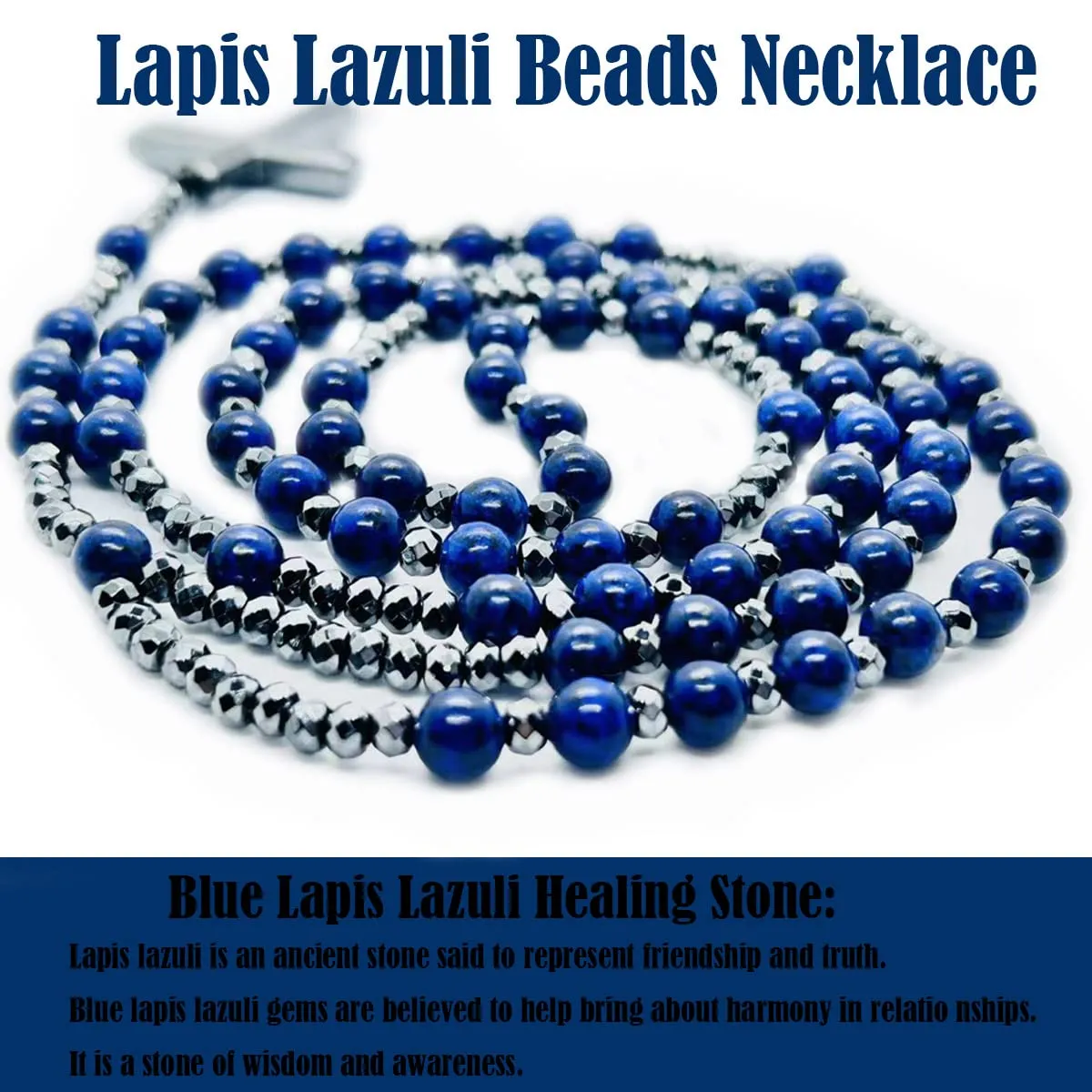 Lapis Lazuli Necklace Cross Pendants Necklace, Magnetic Cross Hematite Bracelet for Swelling Relief, Fashion Religion Cross Jewelry Natural Healing Crystal Stone Chakra Relief Anxiety (Blue)
