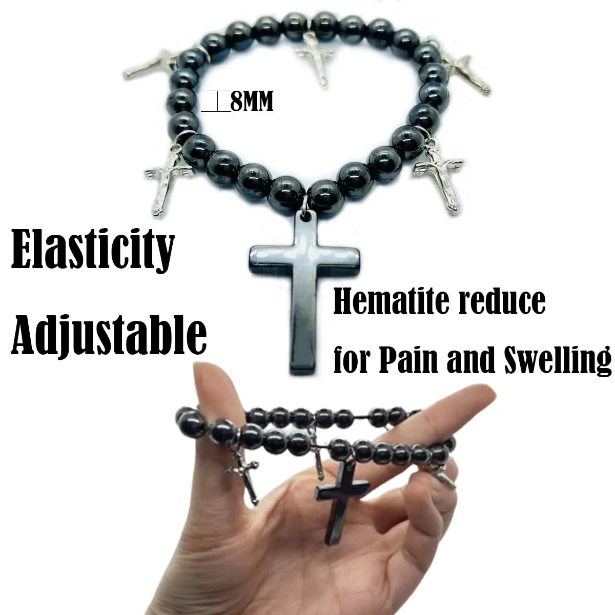 Lapis Lazuli Necklace Cross Pendants Necklace, Magnetic Cross Hematite Bracelet for Swelling Relief, Fashion Religion Cross Jewelry Natural Healing Crystal Stone Chakra Relief Anxiety (Blue)