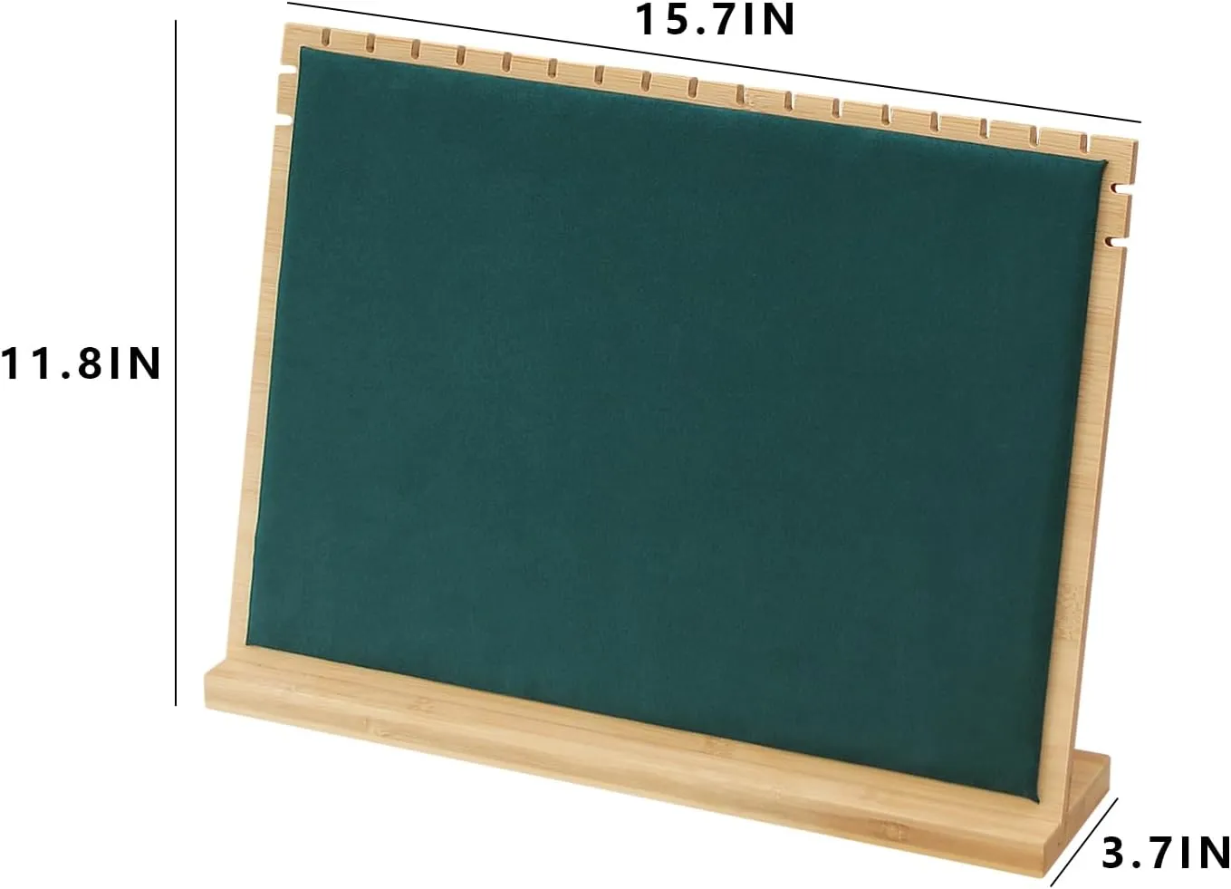 Large Bamboo Necklace Display Stand, Pendant Necklace Wood Jewellery Holder, Chain Necklace Jewelry Big Board Organizer Rack for Store Show Sell (Dark Green Velvet)