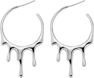 Lava Statement Water Droplets Earrings Fluid Metal Drop Earring Geometric Fashion Dangle Stud Earrings Jewelry Gifts for Women