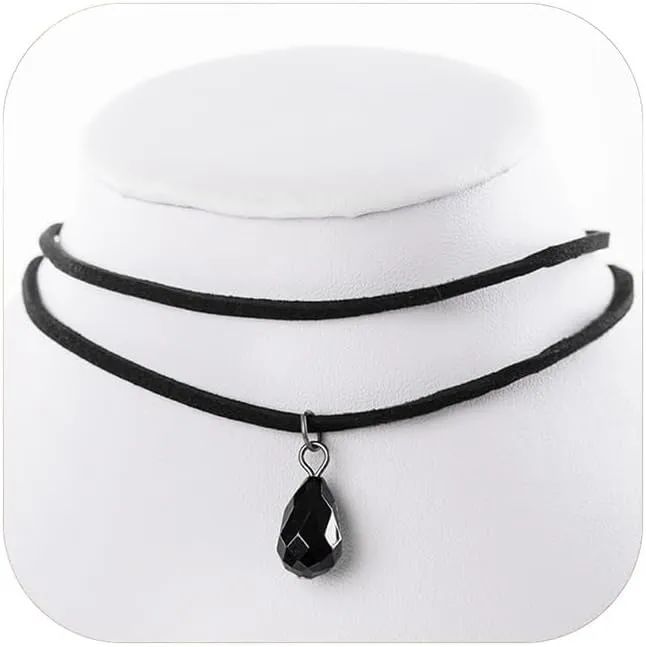 Layered Black Choker Necklace for Little Sister Black Teardrop Pendant Necklace Velvet Lace Choker Collar Necklace Gothic Style Teardrop Pendant Necklace Jewelry