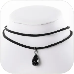 Layered Black Choker Necklace for Little Sister Black Teardrop Pendant Necklace Velvet Lace Choker Collar Necklace Gothic Style Teardrop Pendant Necklace Jewelry