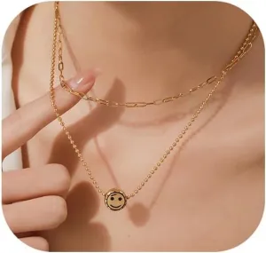 Layered Choker Necklace for Women | Stainless Steel 18K Gold Plated Colorfast Chain | Collarbone Chain Necklace for Women to Bring Good Luck