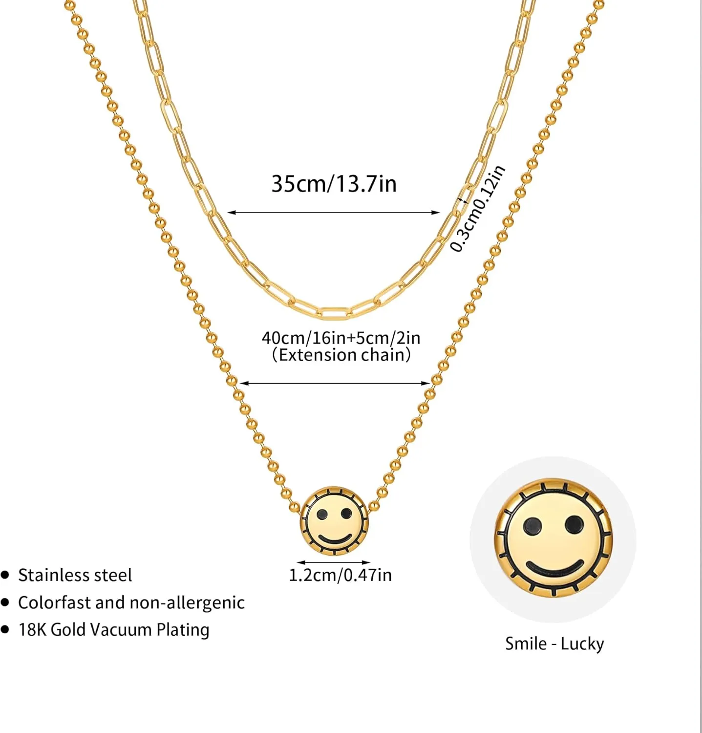 Layered Choker Necklace for Women | Stainless Steel 18K Gold Plated Colorfast Chain | Collarbone Chain Necklace for Women to Bring Good Luck