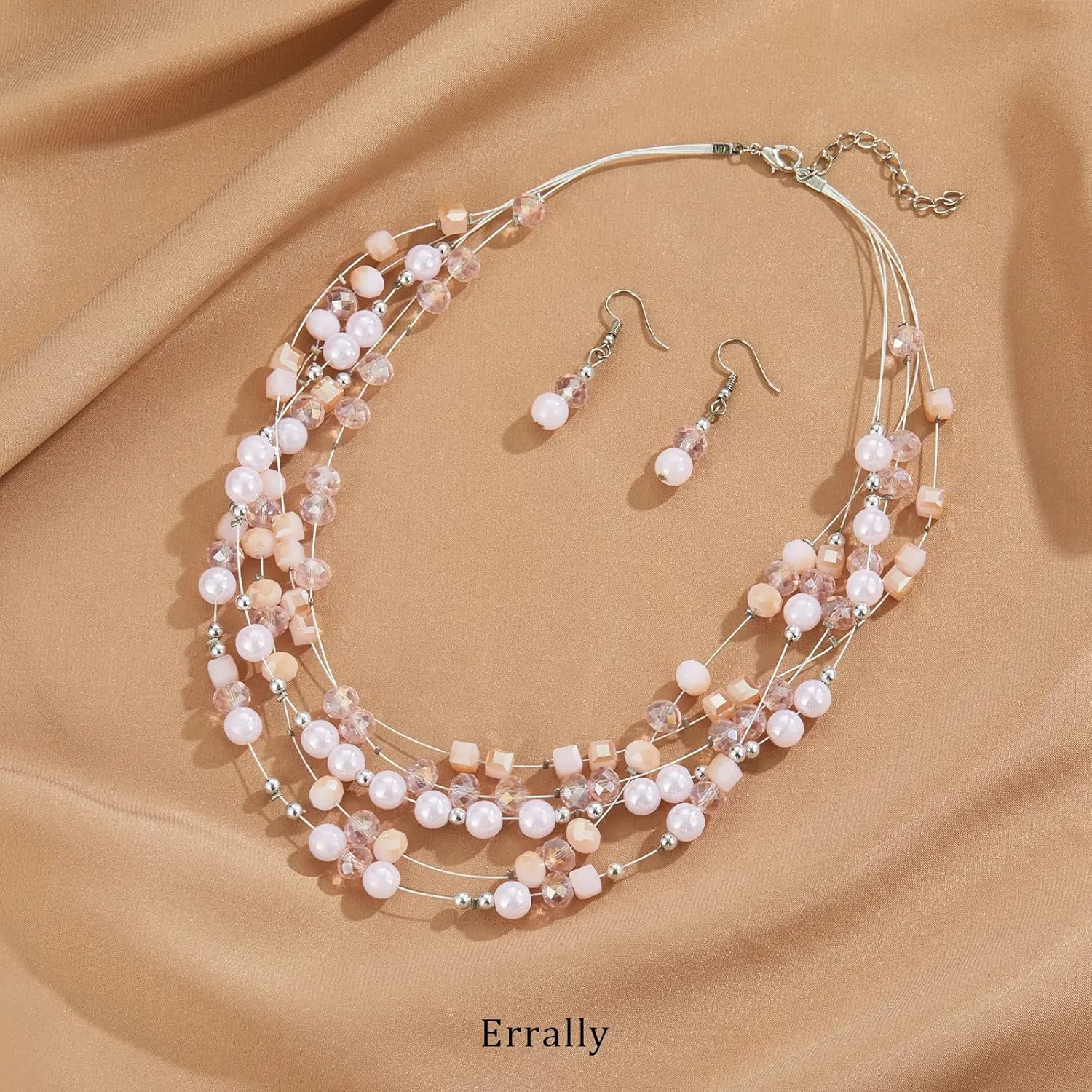 Layered Chunky Statement Necklace for Women Colorful Boho Beaded Necklaces and Earring Set Fashion Costume Jewelry for Women