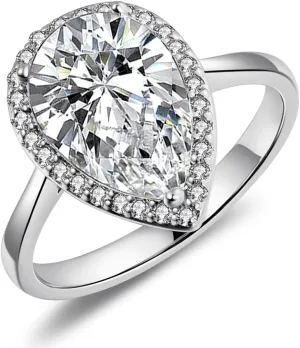 LAZLUVU 4.85 CT Pear Shaped Engagement Rings for Women Cubic Zirconia Wedding Ring Promise Ring Jewelry Gift Size 5-10