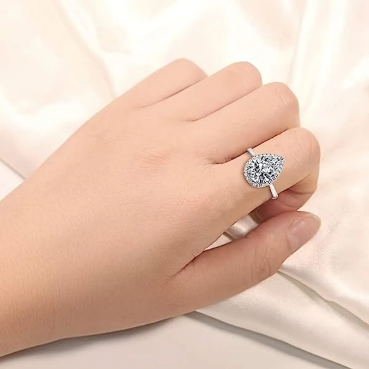 LAZLUVU 4.85 CT Pear Shaped Engagement Rings for Women Cubic Zirconia Wedding Ring Promise Ring Jewelry Gift Size 5-10