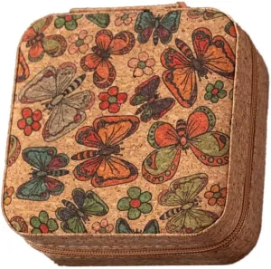 Leadigol Cork Travel Jewelry Case Vintage Chinese Style Jewelry Storage Box Bohemia Ring Earrings Organizer for Wedding Party Gifts