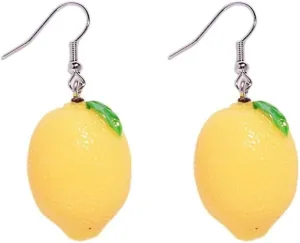 Lemon Earrings for Women Acrylic Cute Fruits Dangling Stud Earrings for Women