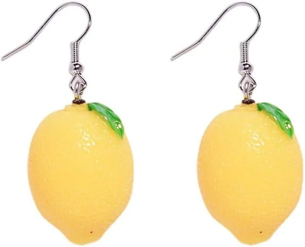 Lemon Earrings for Women Acrylic Cute Fruits Dangling Stud Earrings for Women