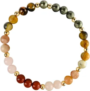Leo Zodiac Crystal Beaded Bracelet, Leo Gift, July August Birthstone Bracelet, Leo Zodiac Jewelry Gifts for Her, Pyrite, Tigers Eye, Crazy Lace Agate, Sunstone, Rose Quartz, Red Jasper