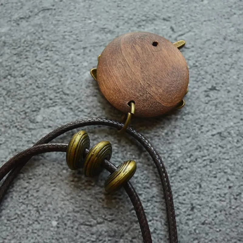 Les umes Vintage Necklace Wooden Pendant Long Necklaces for Women Boho Ethnic Style Handmade Jewelry