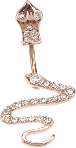 LIFKOME 1Pc Elegant Zircon Navel Ring Rose Golden Snake Design Comfortable Body Jewelry for Women Safe Stylish Belly Piercing Accessory Occasion
