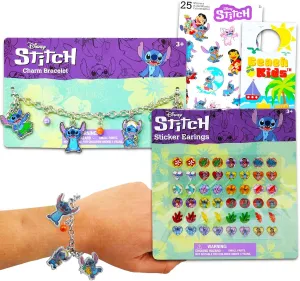 Lilo and Stitch Jewelry Set for Girls - Bundle with Stitch Charm Bracelet, Earrings, Stickers, More | Lilo and Stitch Bracelet Set for Kids