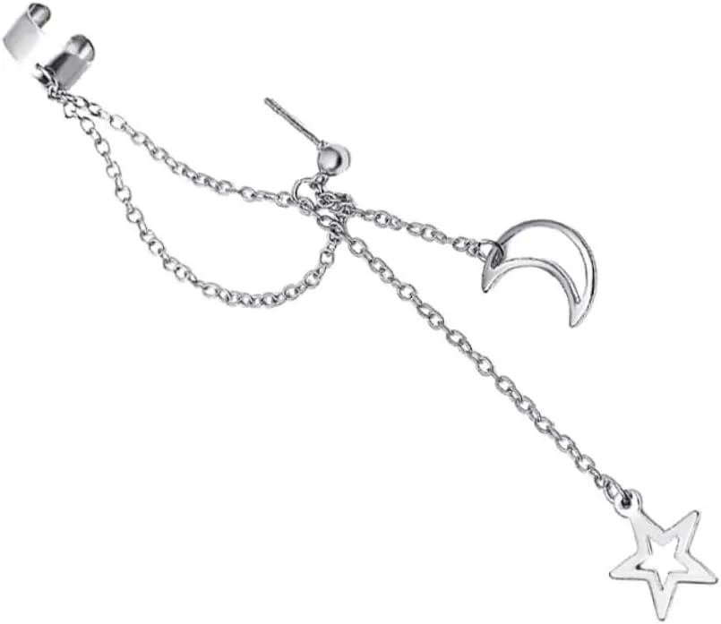 Long Tassel Chain Ear Cuff Earrings for Women Fashion Ear Wrap Jewelry Dainty Clip Design for Casual and Formal Outfits