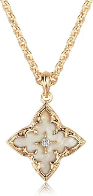 LOYATA Gold Clover Necklace for Women 14K Gold Plated Cubic Zirconia Four Leaf Clover Necklace Lucky Charm Dainty Simple Gold Pendant Necklace for Women Jewelry