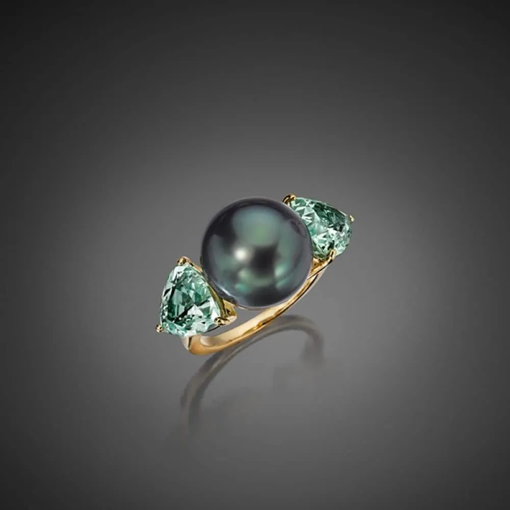 LRGKMCWTOB 14K Yellow Gold Zircon Ring Green Gem Handmade Elegant Style Women's Ring Luxury Jewelry Green Stone Rings Emerald Emerald Cubic Zirconia Yellow Gold Promise RingSize 6