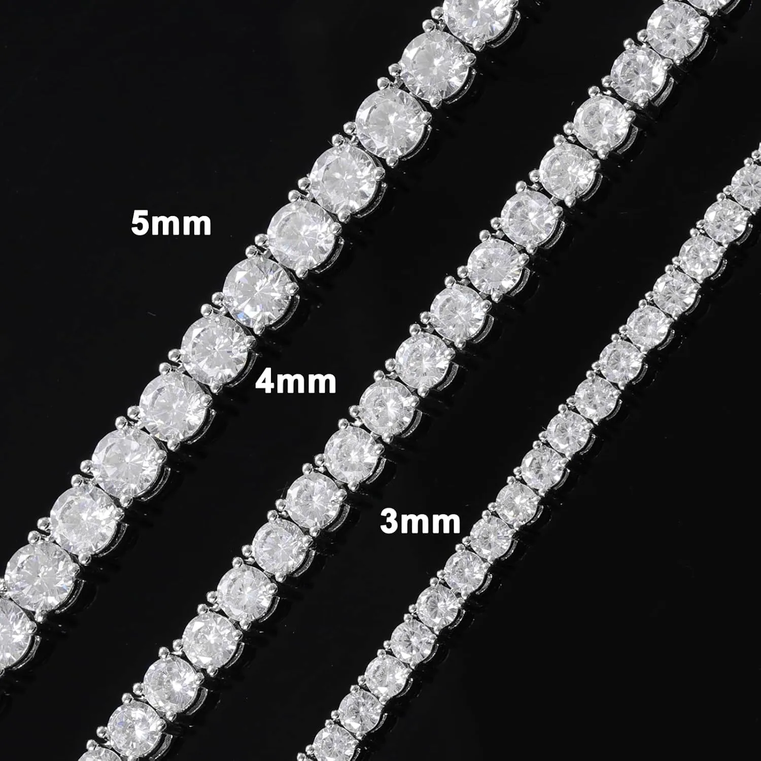 Lulu Mel Tennis Necklace for Women Men, 3/4/5mm Gold Plated Classic silver Tennis Chain Choker Necklace 16-24 Inches, Iced Out 5A Cubic Zirconia Stones Diamond Chain Lady Fashion Dainty Jewelry