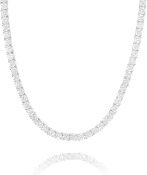 Lulu Mel Tennis Necklace for Women Men, 3/4/5mm Gold Plated Classic silver Tennis Chain Choker Necklace 16-24 Inches, Iced Out 5A Cubic Zirconia Stones Diamond Chain Lady Fashion Dainty Jewelry