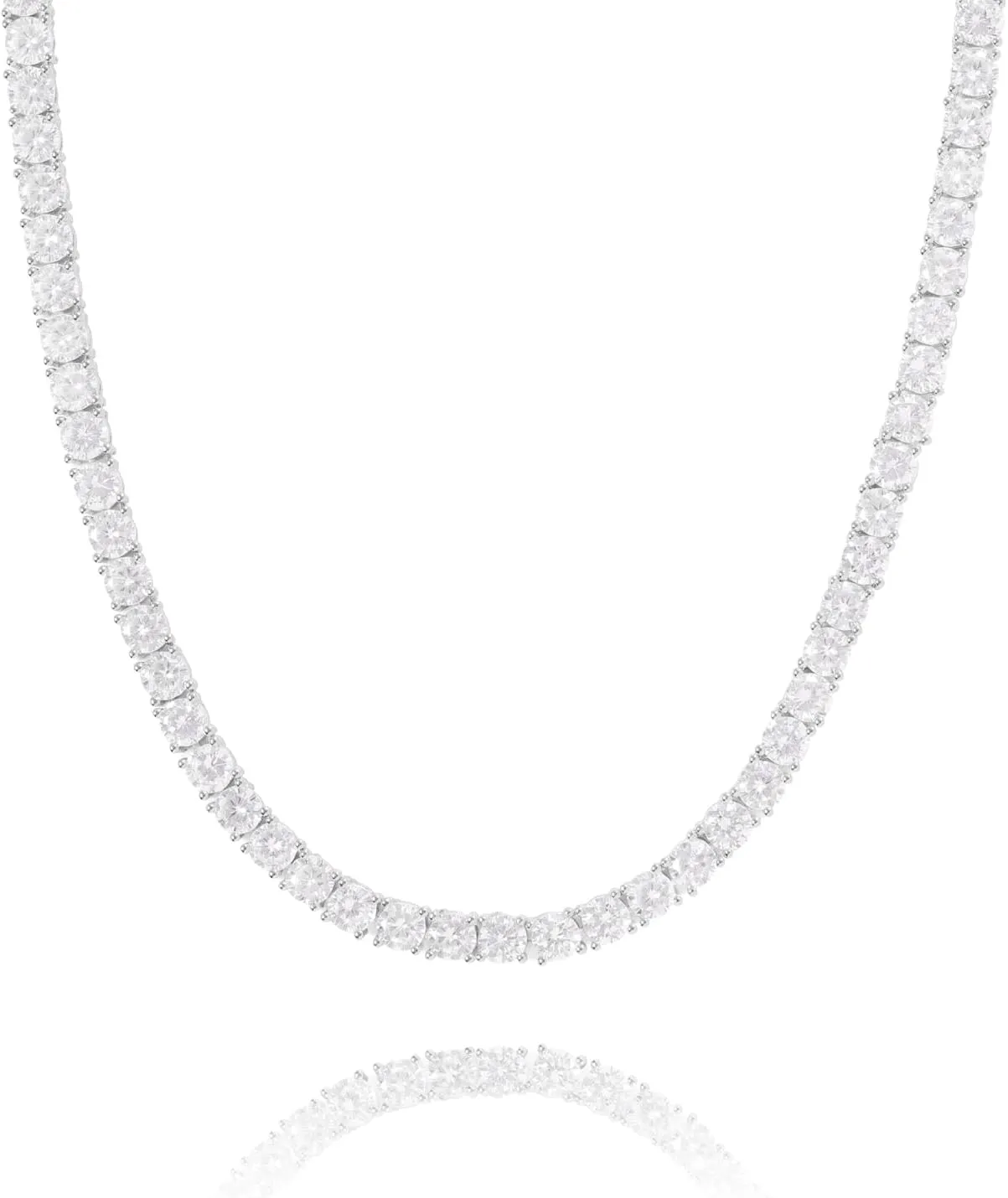 Lulu Mel Tennis Necklace for Women Men, 3/4/5mm Gold Plated Classic silver Tennis Chain Choker Necklace 16-24 Inches, Iced Out 5A Cubic Zirconia Stones Diamond Chain Lady Fashion Dainty Jewelry